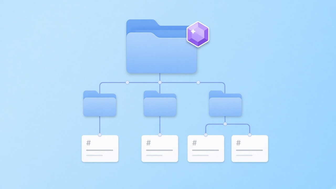 Vault folder tree with Markdown notes in subfolders