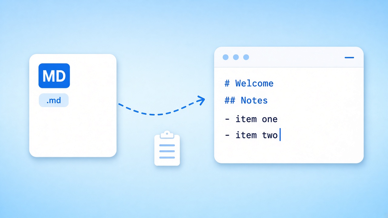 Markdown file dropped into an editor