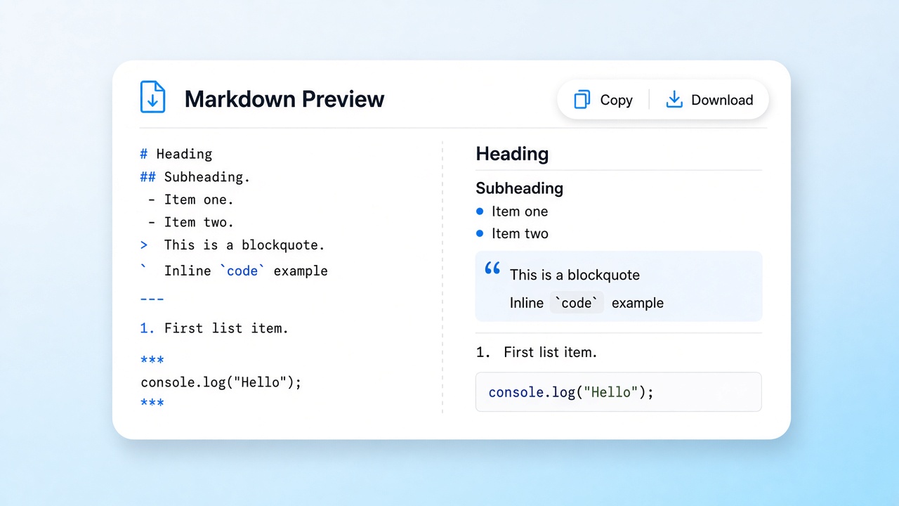 Markdown preview with headings and lists